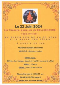 Feux de la St Jean -Amicale des pompiers @ salle des fêtes